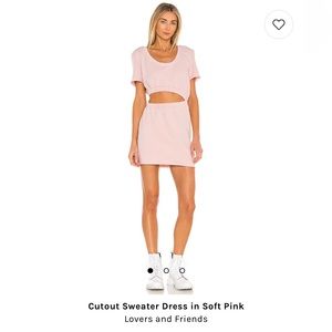 Lovers & friends pink cutout sweatshirt dress